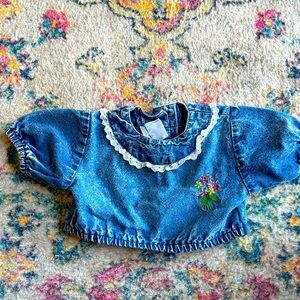 Vintage Embroidered Crop Top for Kids Size 5
